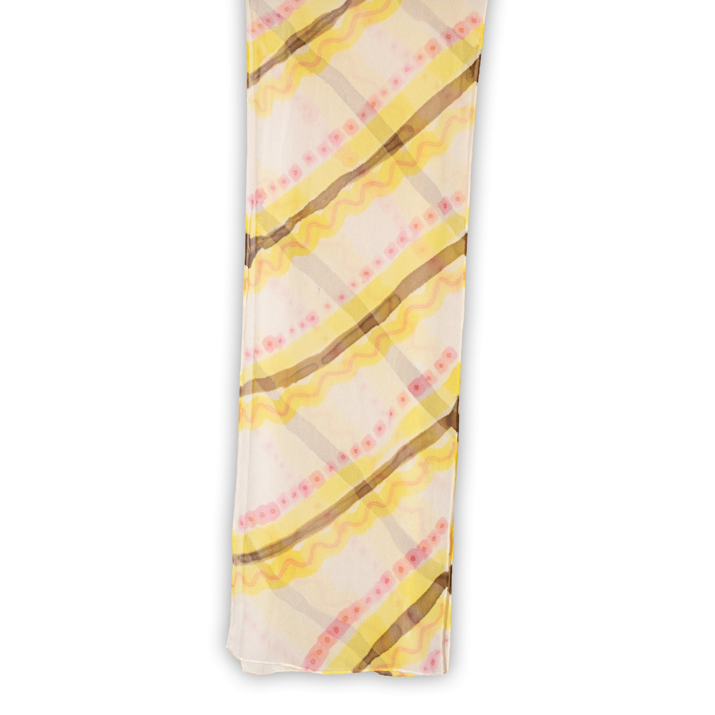 Yellow, Brown, & Pink Chiffon Scarf