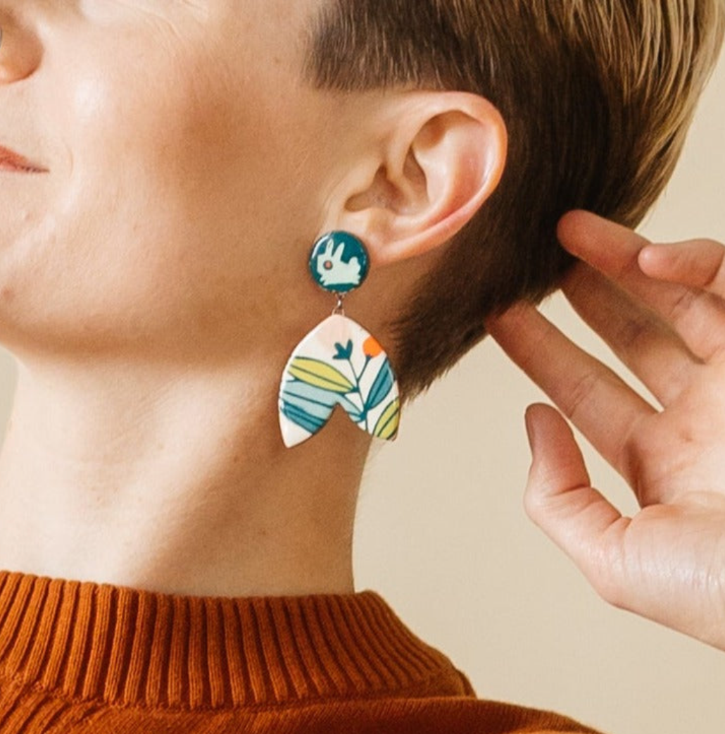 Bunny Floral Dangle Earrings