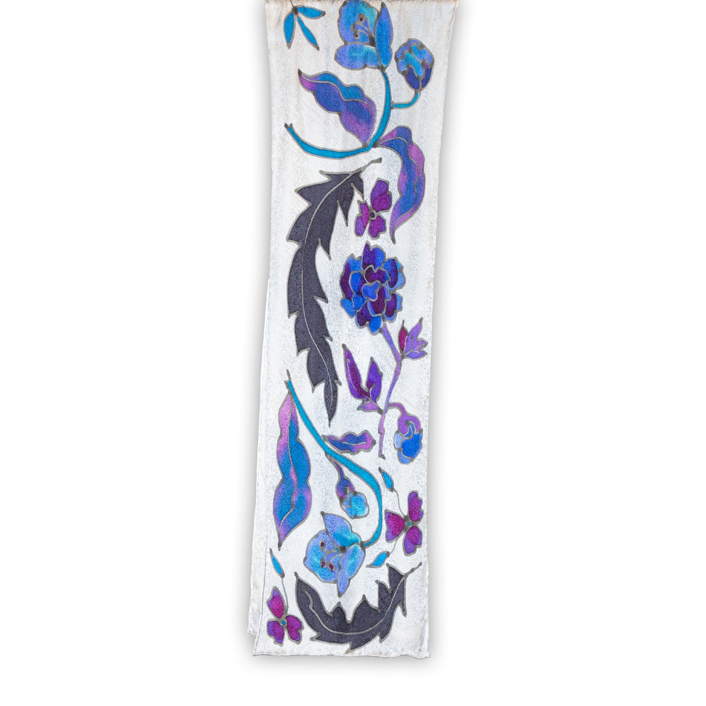 Satin Blue Persian Floral Scarf