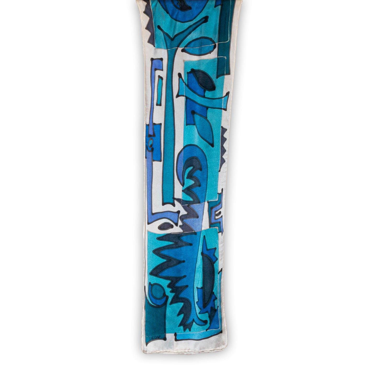 Satin Azure Abstract Scarf