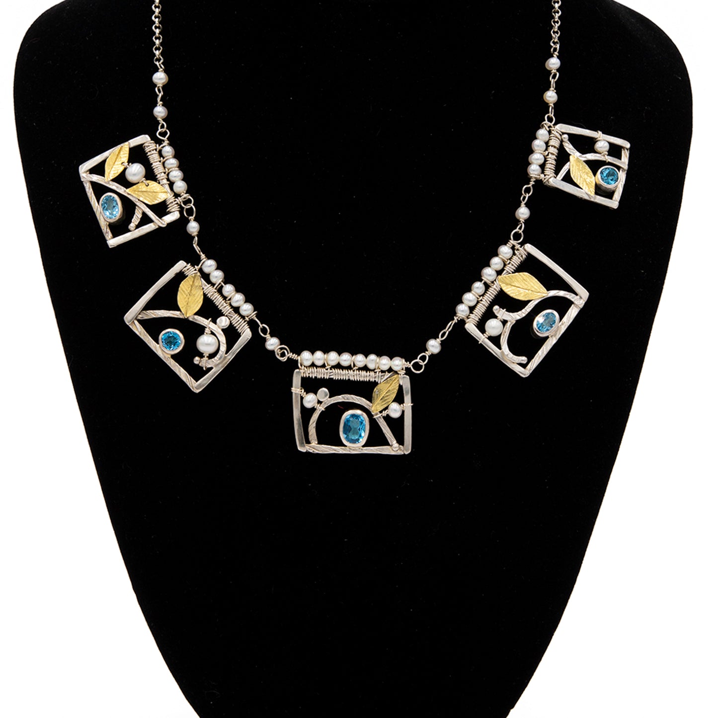 Branch Box Necklace Topaz Pearl