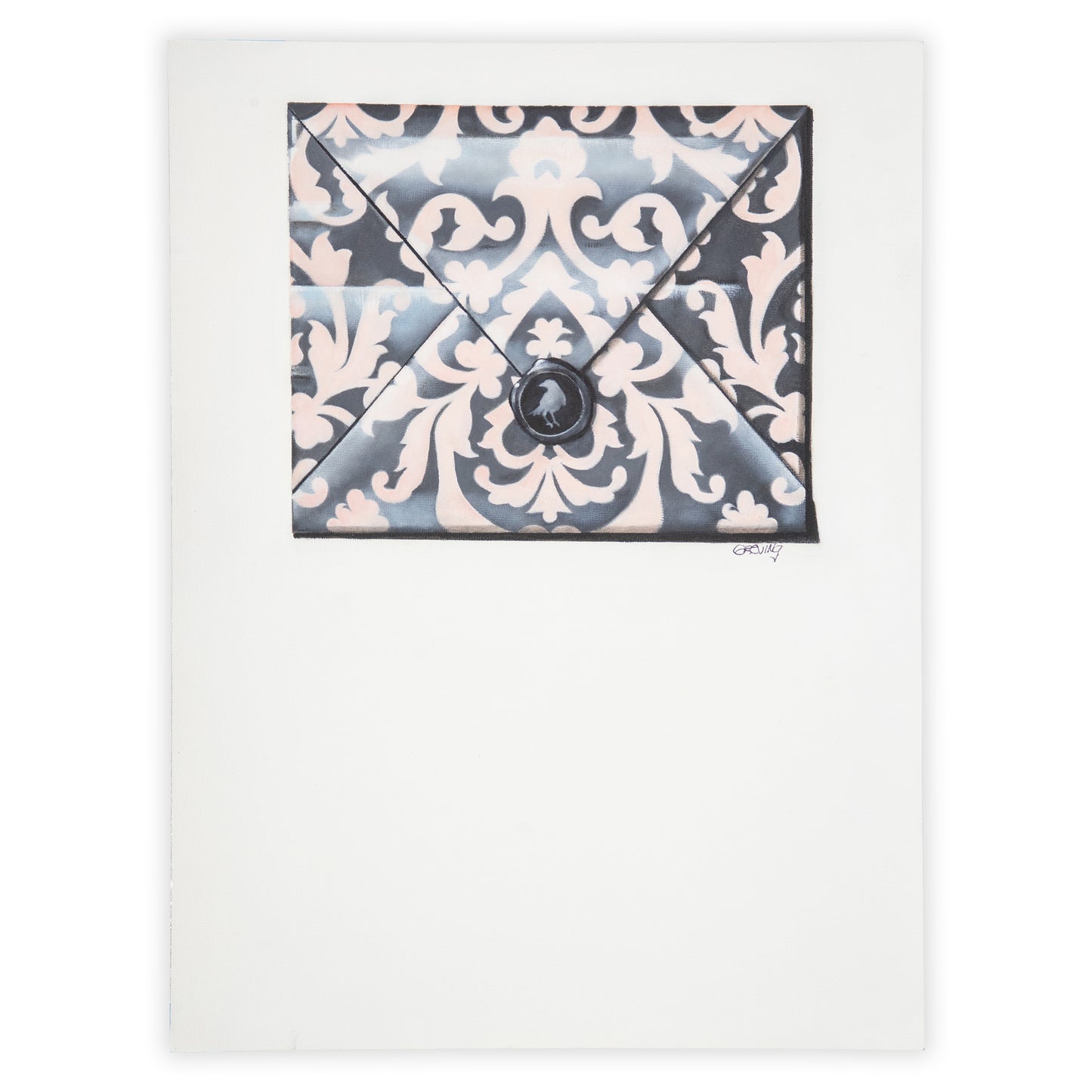 Damask Envelope with Raven Seal