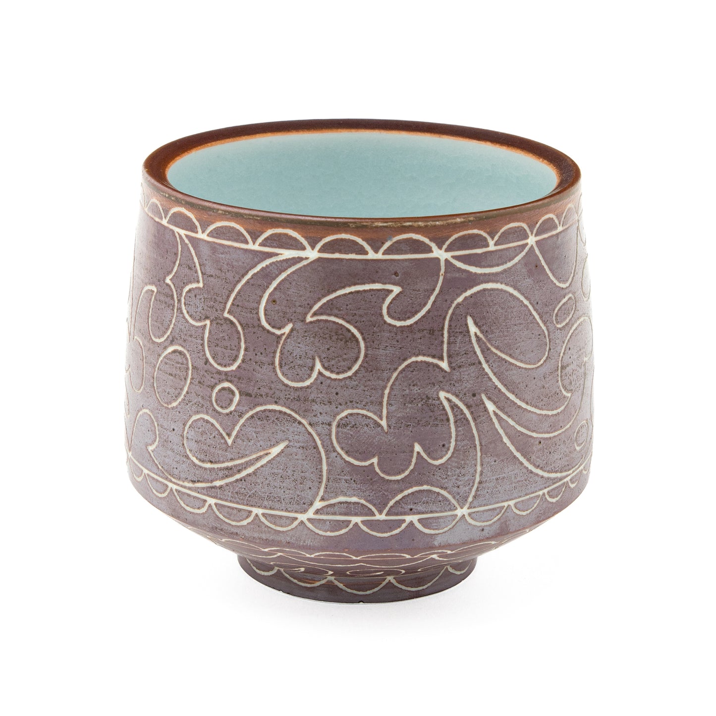 Dark Brown Sgraffito Cup