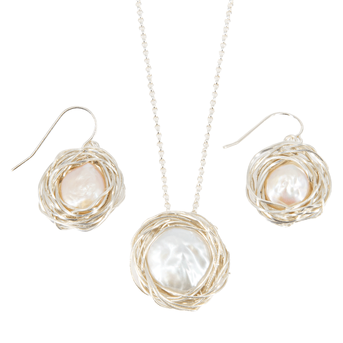 Nest Pink Pearl Hook Earrings