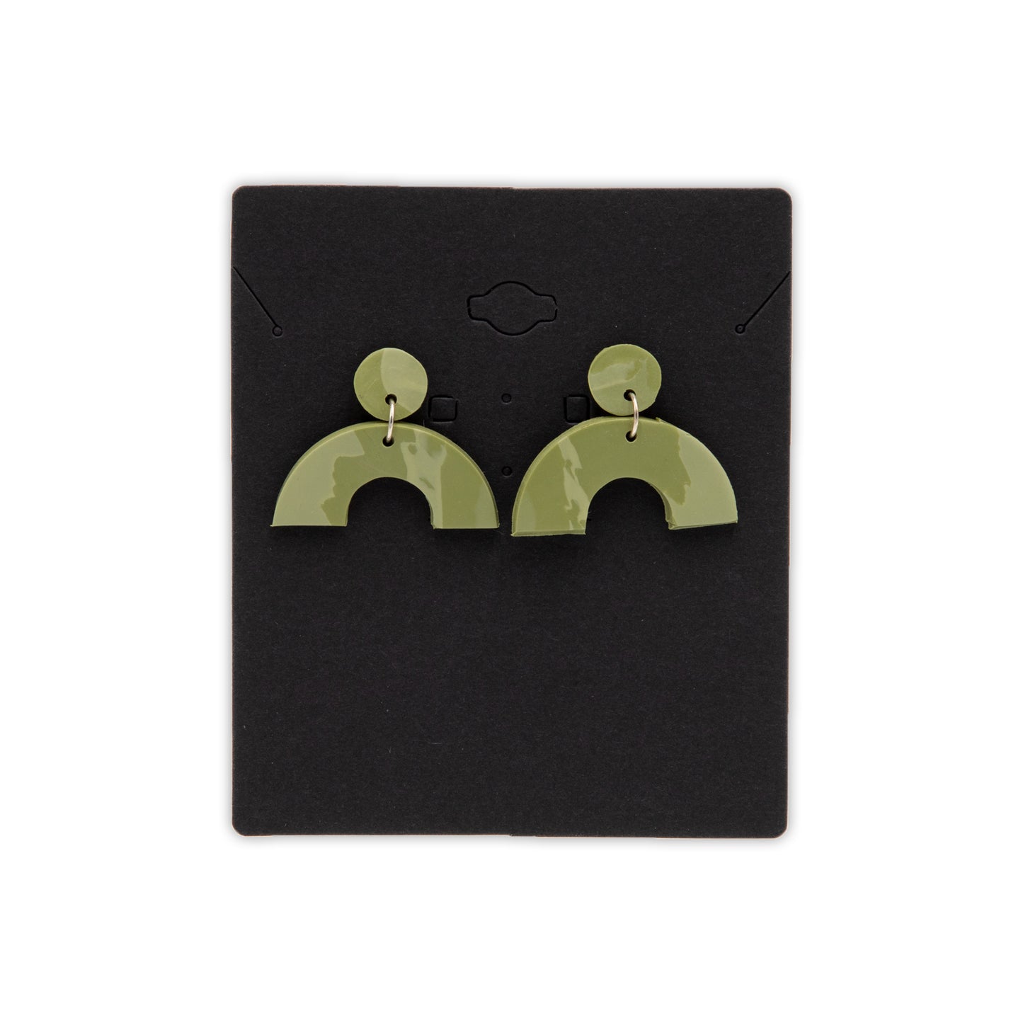 MED Green Half Moon Earrings