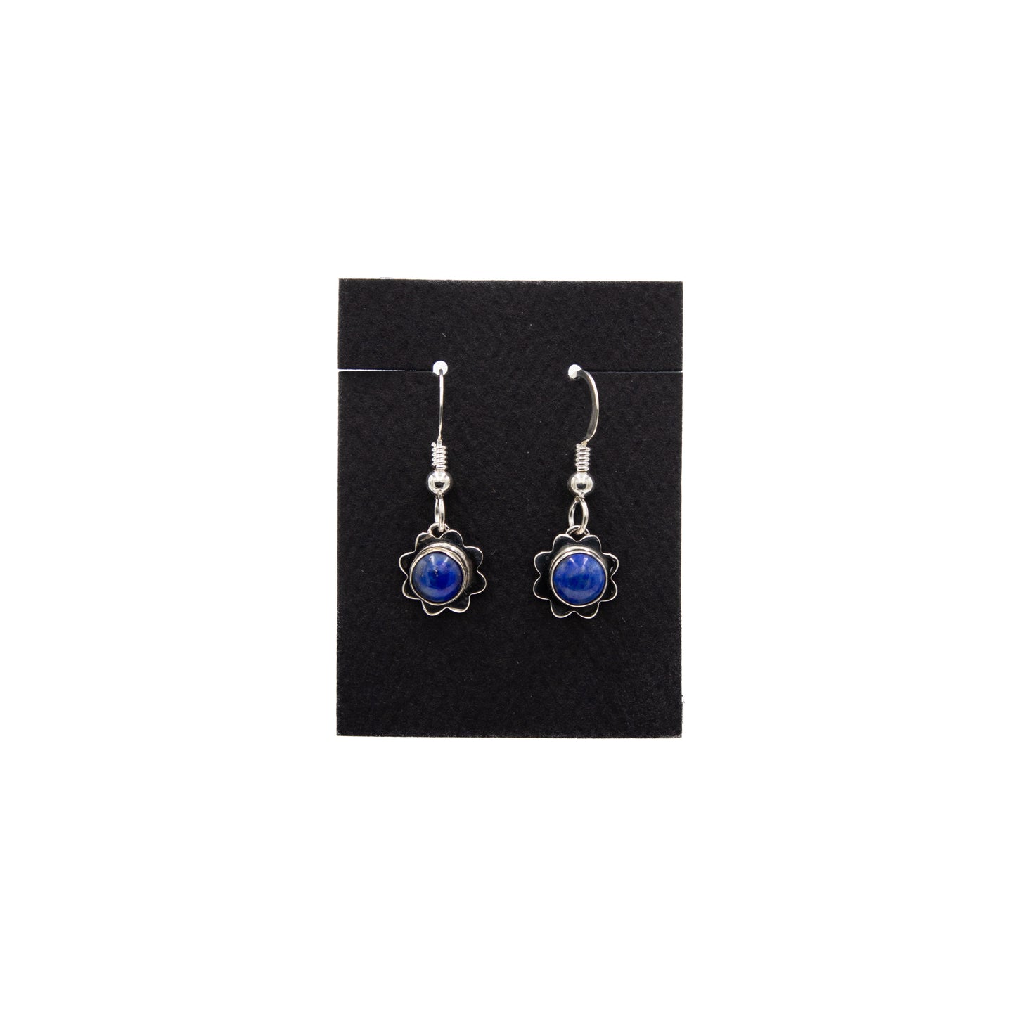 Sterling Silver Flower Earrings with Lapis – L661134