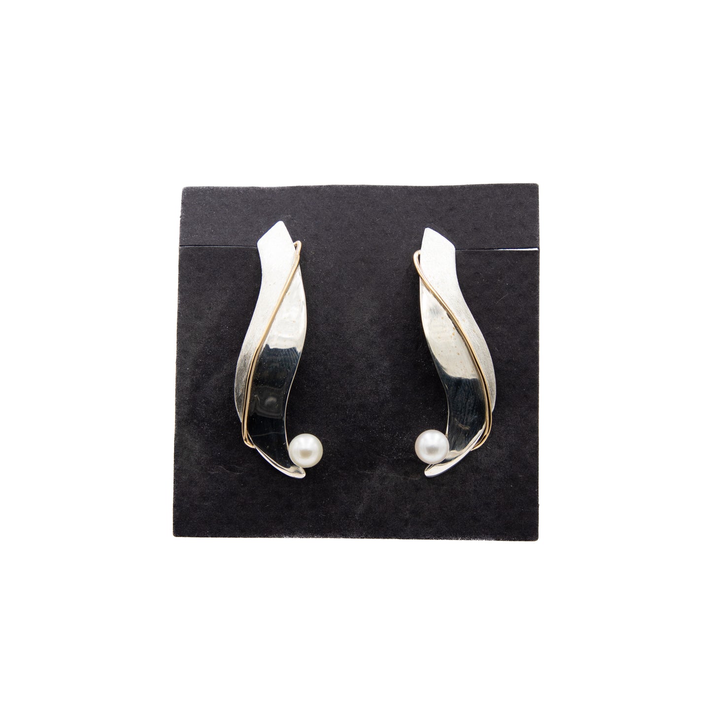 Sterling Silver & 14kt Gold & Pearl Earrings - 145046