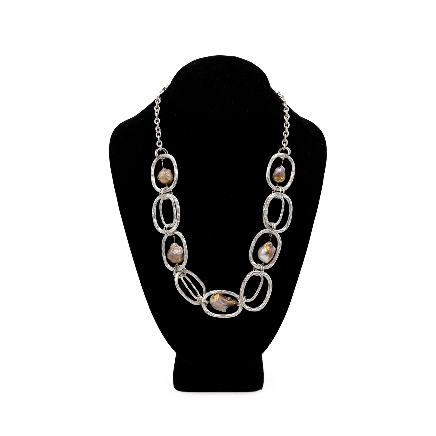 Natural Baroque Pearl & Silver Necklace