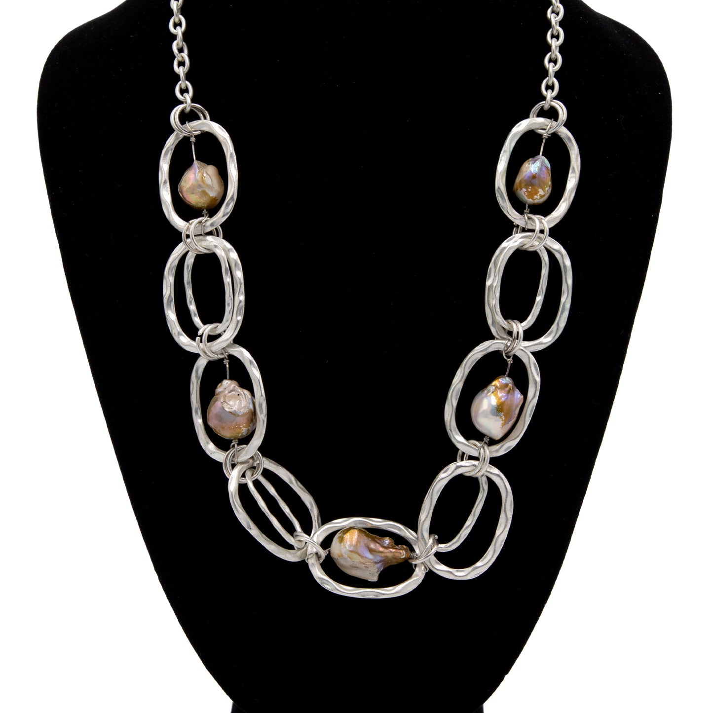Natural Baroque Pearl & Silver Necklace