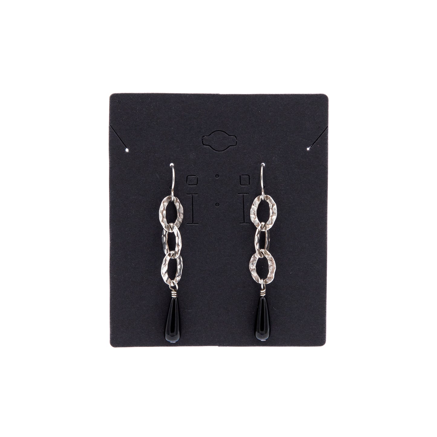 Onyx & Sterling Oval Drop Earrings