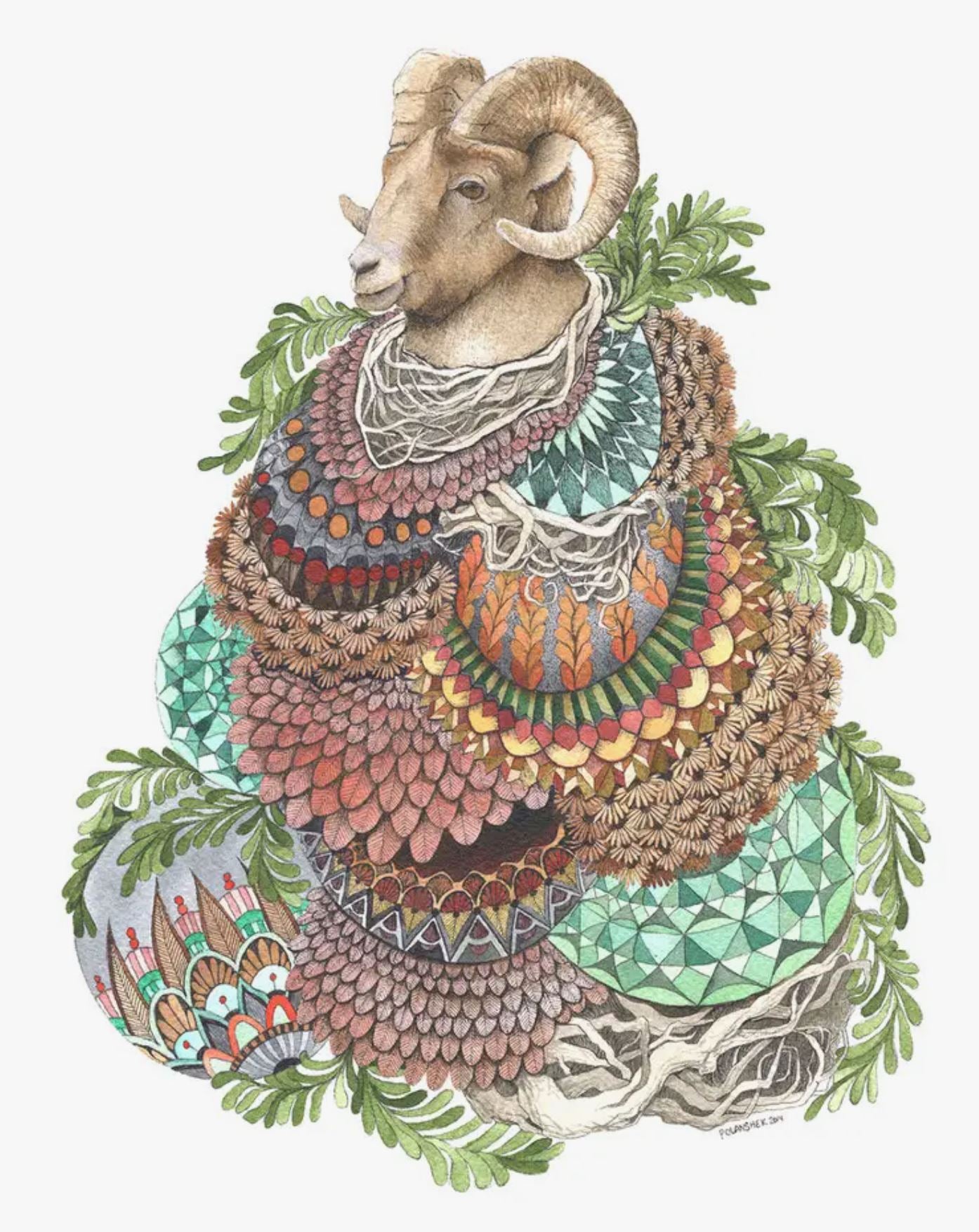 Quilted Forest: Ram Print