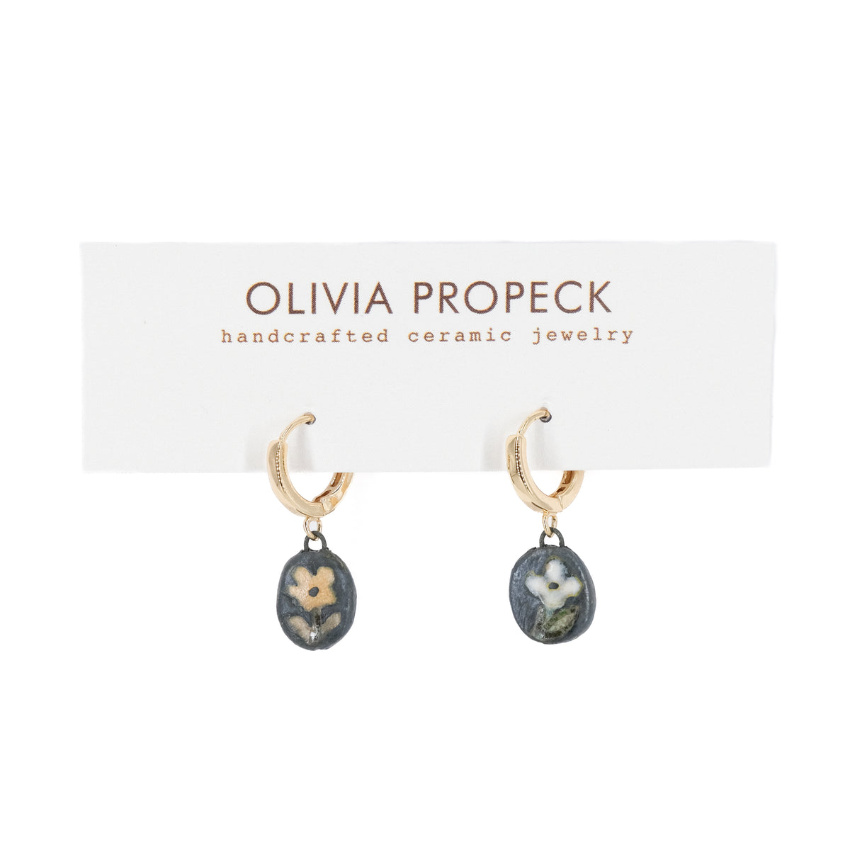 Small flower huggie hoop earrings
