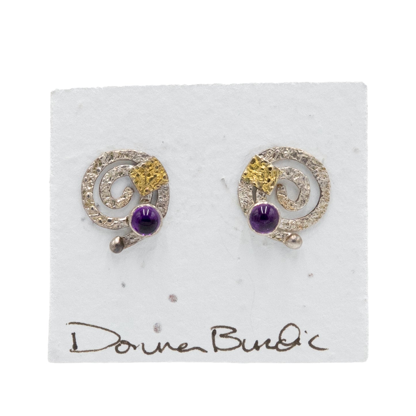Spiral Amethyst Post Earrings