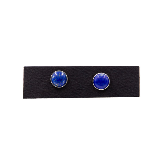 Sterling Silver Denim Lapis Studs - E-dlapis