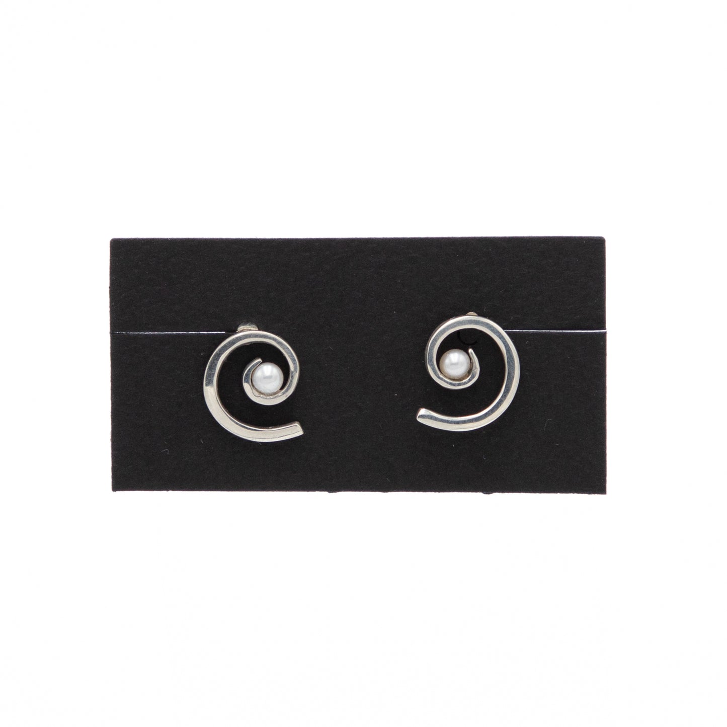 Sterling Spiral & Pearl Earring