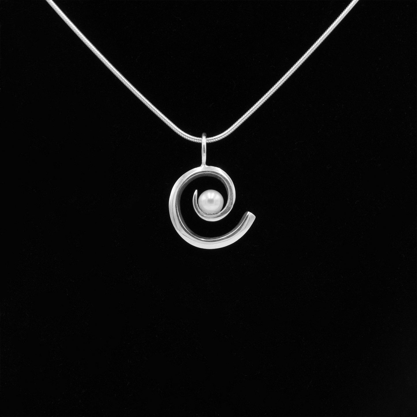 Sterling Spiral & Pearl Necklace