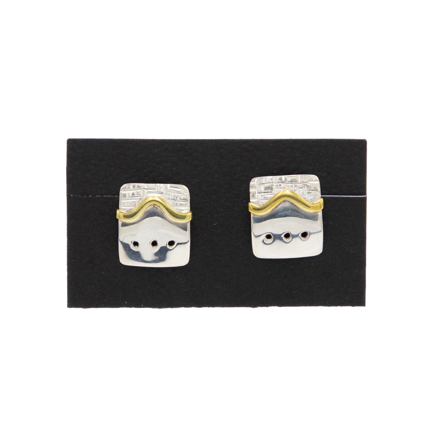 Sterling & Brass Square Earrings