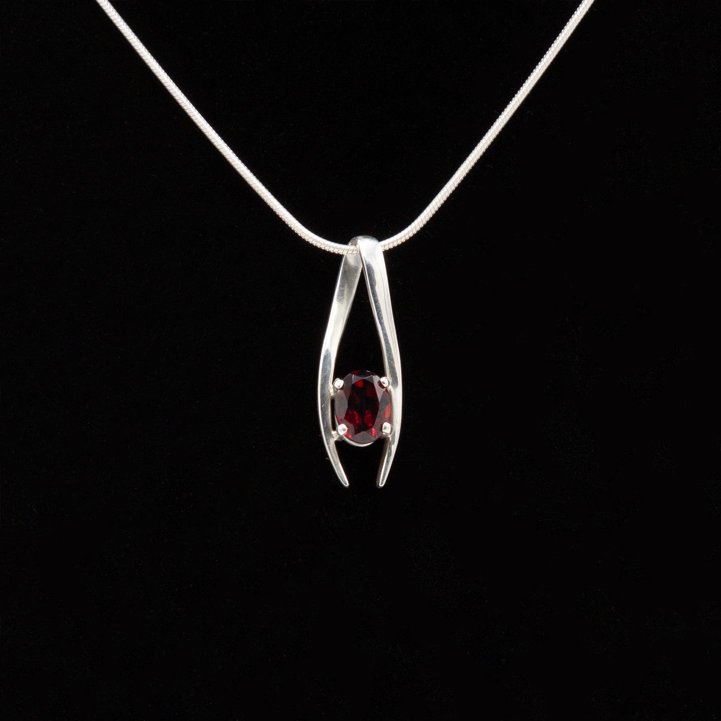 Sterling & Garnet Pendant Necklace