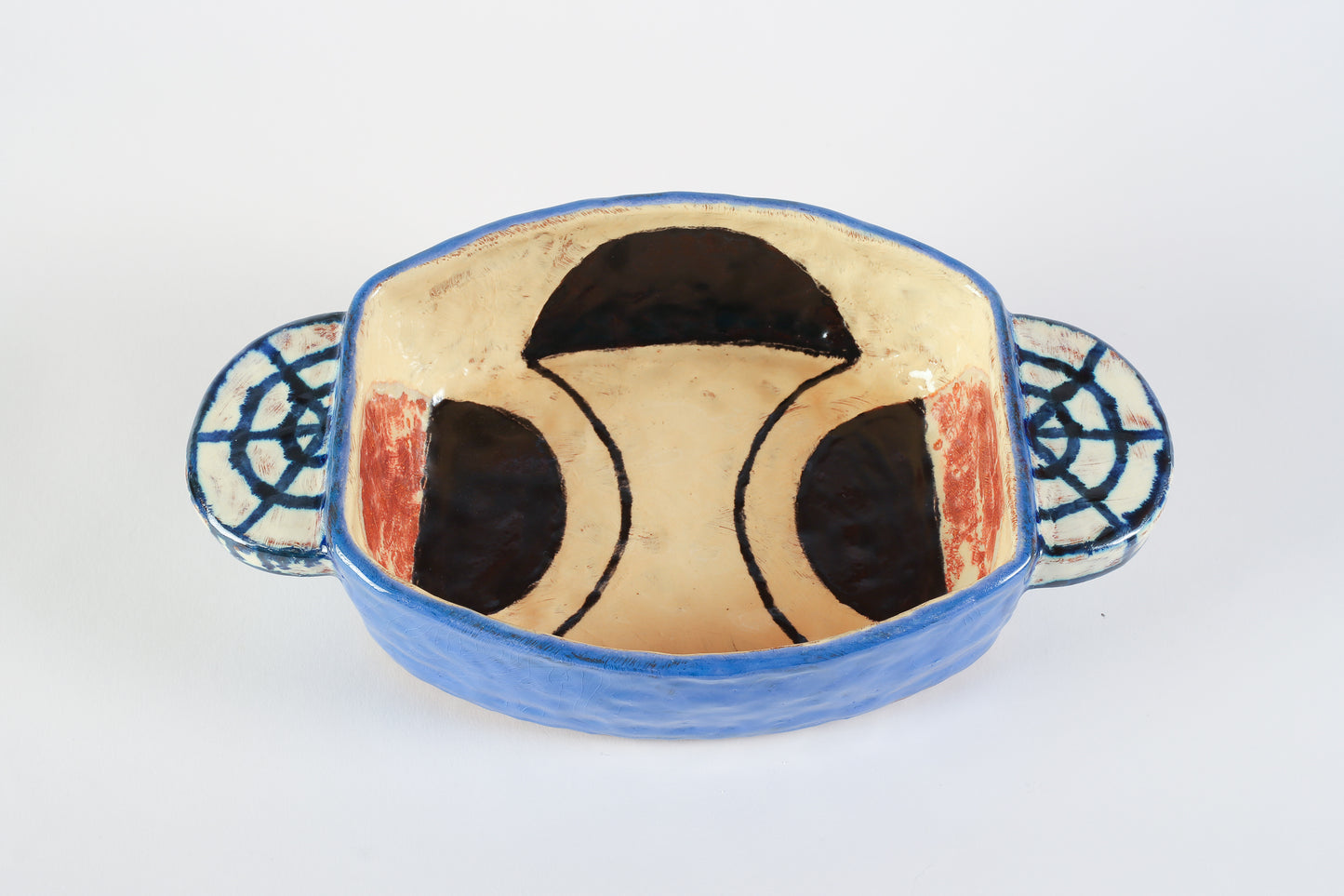 Blue & Rust Square Dish #14