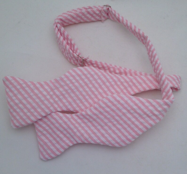 Pink Stripe Seersucker Bow Tie