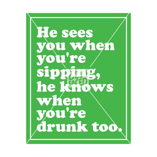 He Sees You Holiday Wine Label