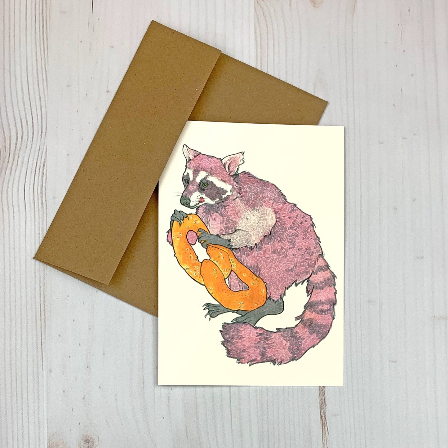Raccoon Philly Pretzel 5x7" Notecard