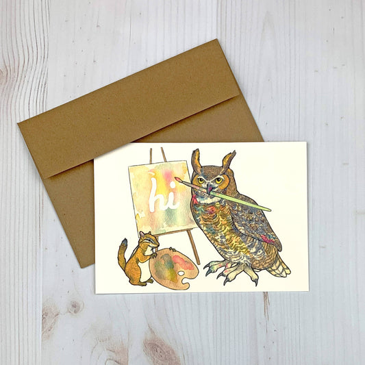 Artist Owl 5x7" Notecard