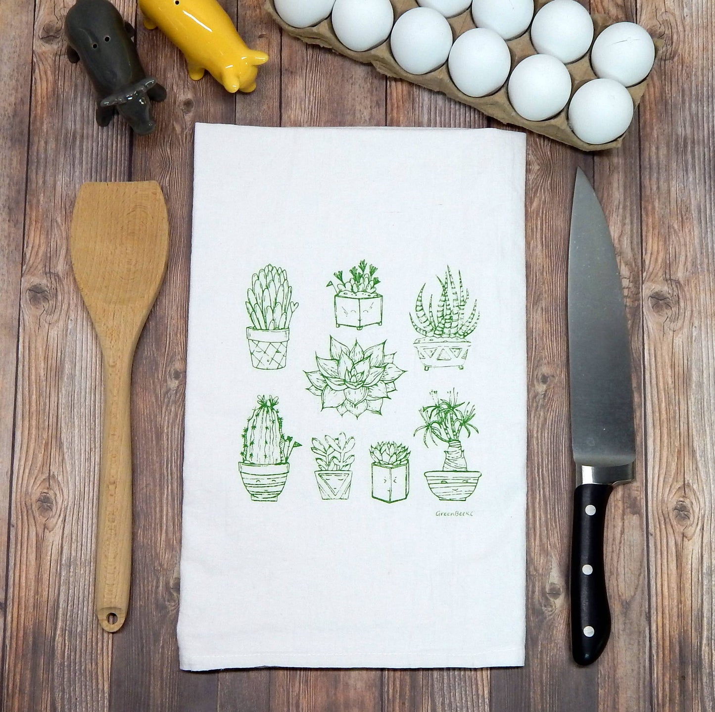 Succulents Flour Sack Tea Towel