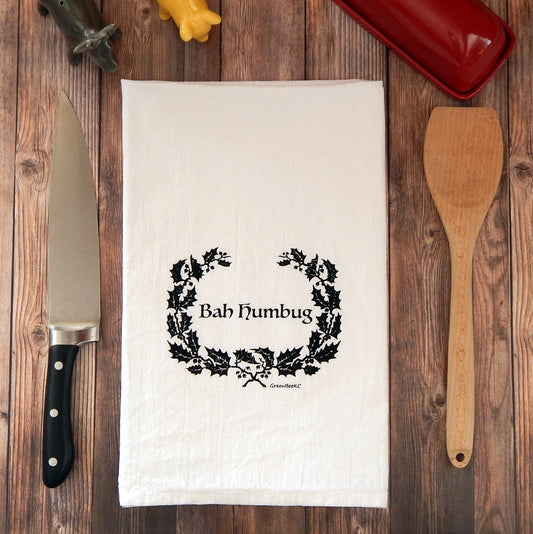 Bah Humbug Funny Christmas Holiday Tea Towel