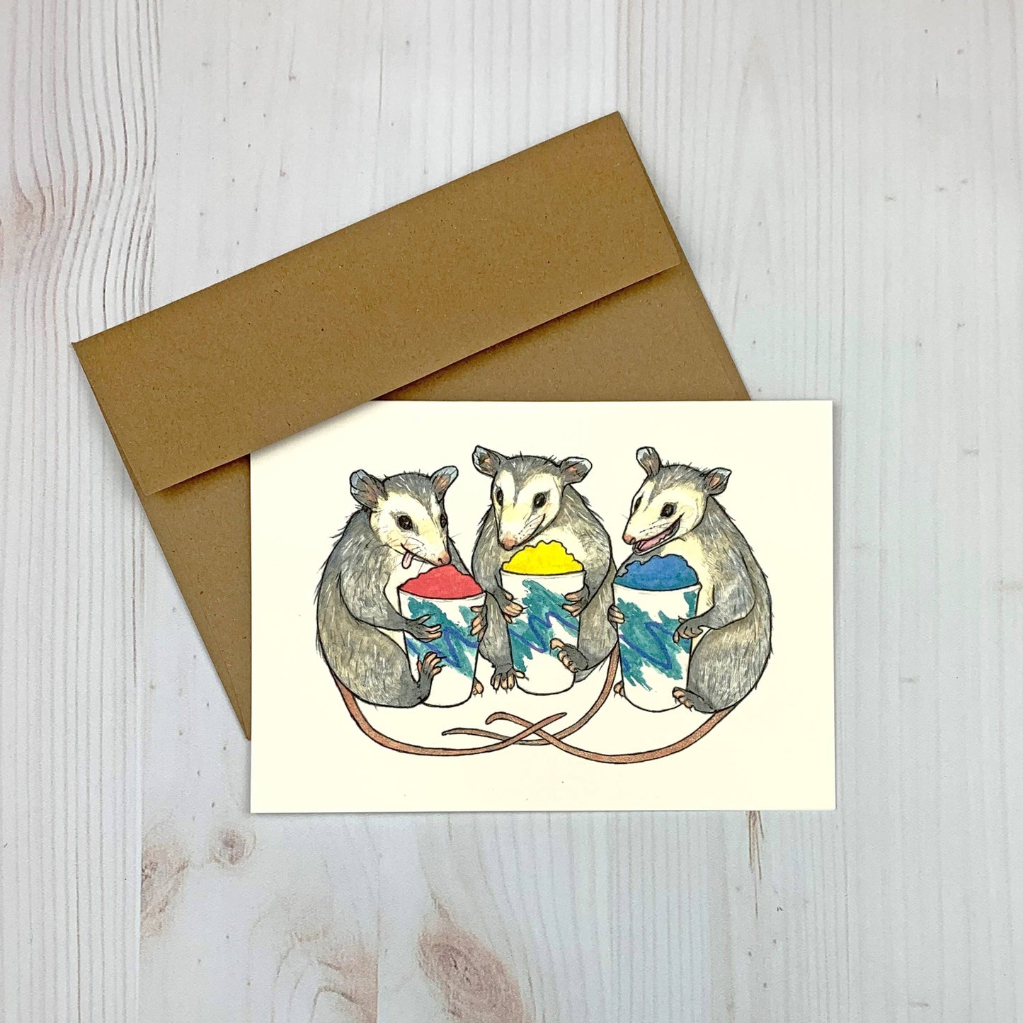 Opossum Water Ice 5x7" Notecard