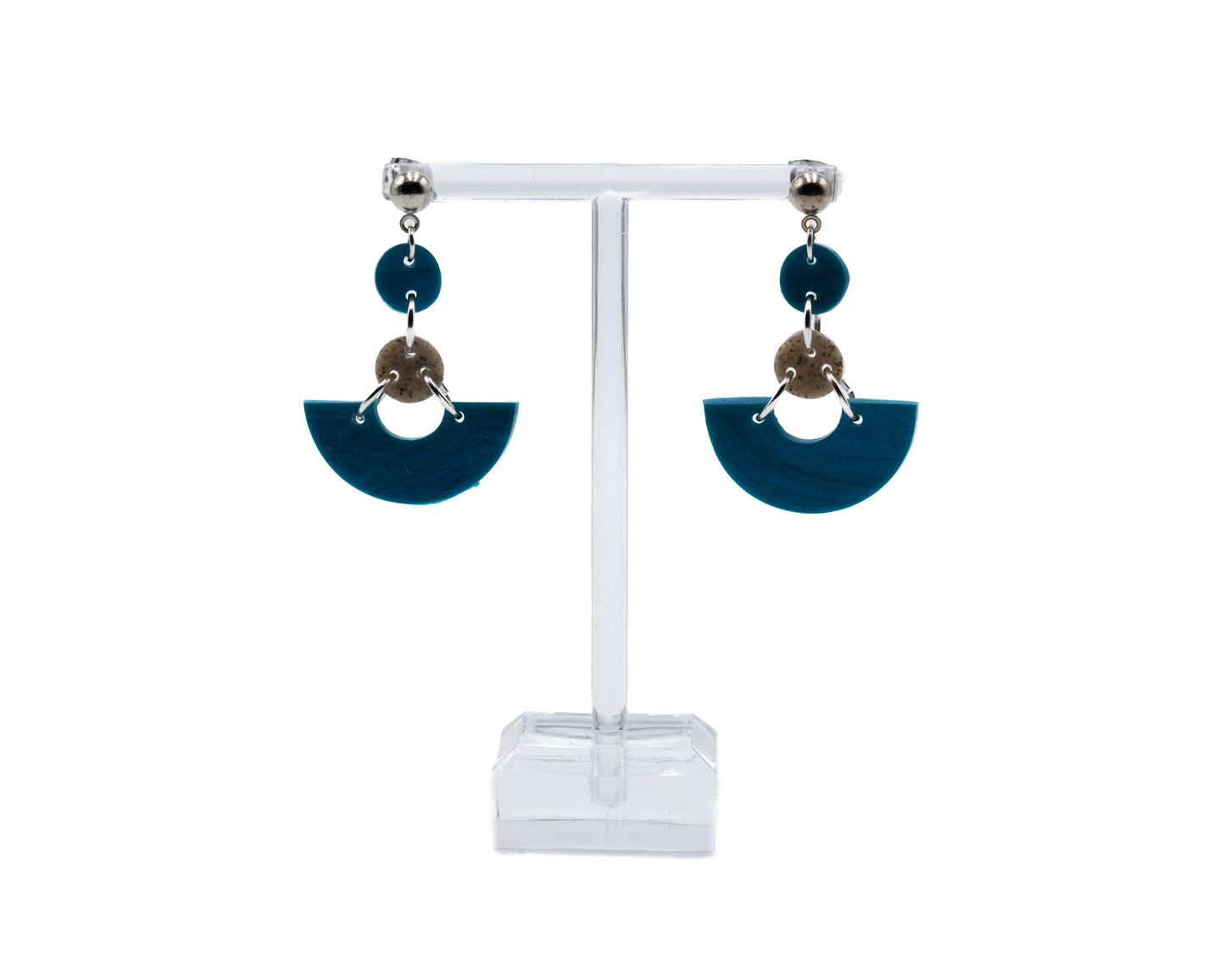 MED Teal & Silver Dangle Earrings