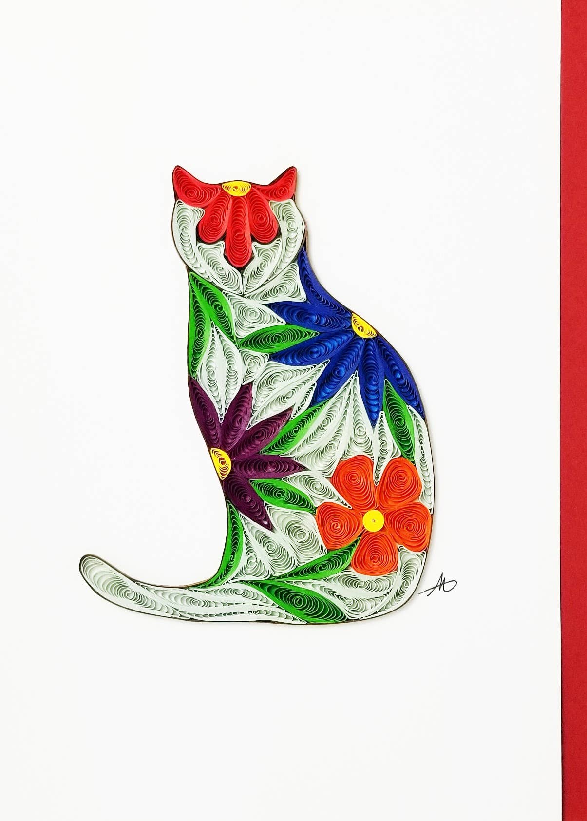 Iconic Quilling - Flower Cat Card
