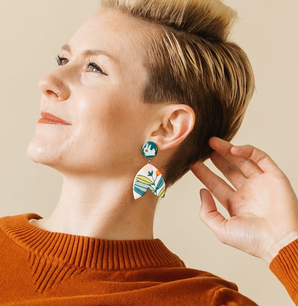 Bunny Floral Dangle Earrings