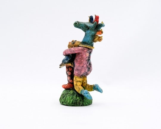 Protector Figure Embraced by Horse with Birds