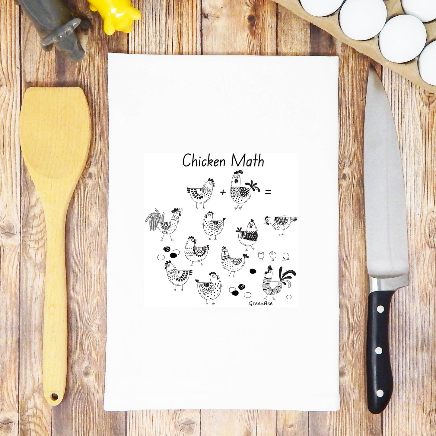 Chicken Math Funny Tea Towel