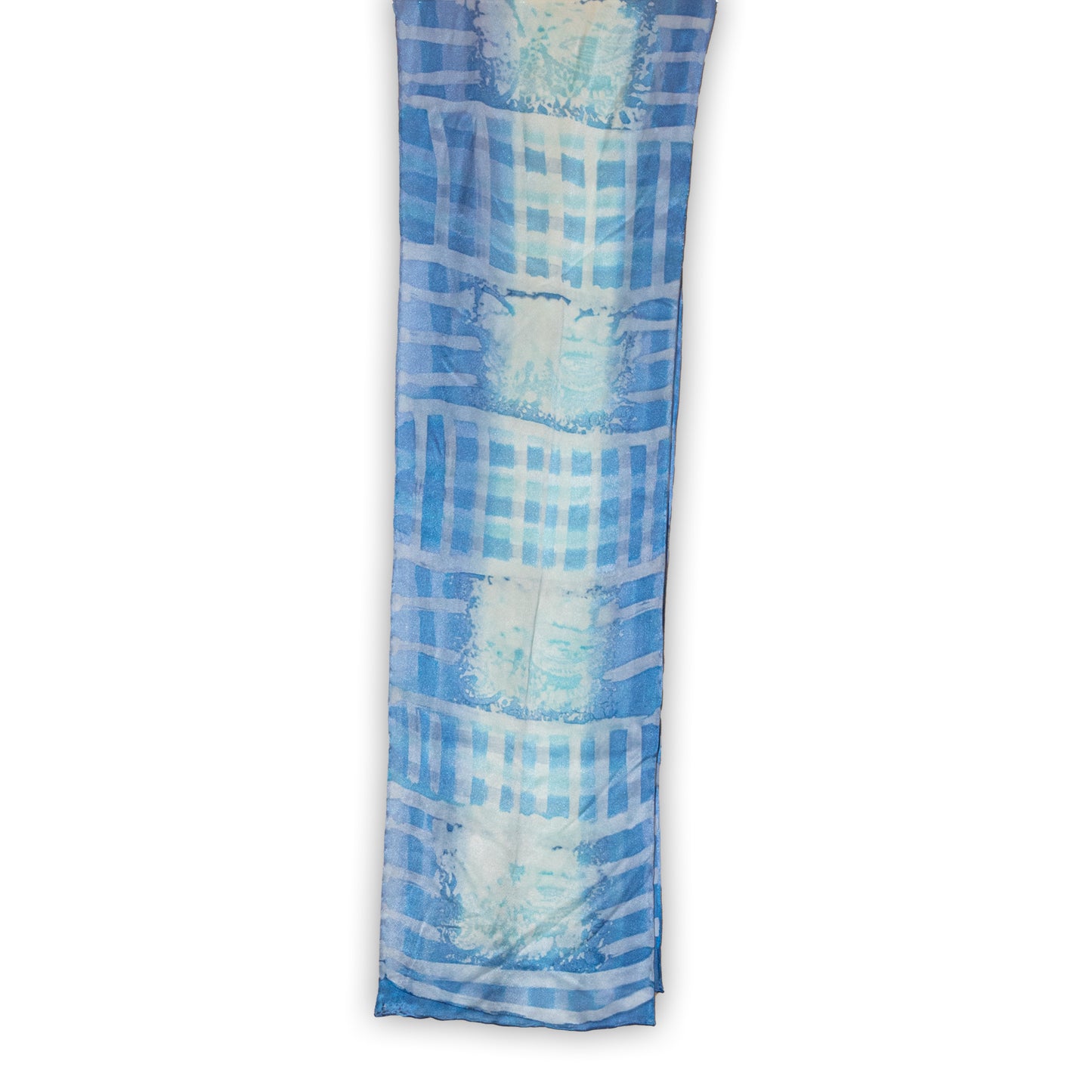 Satin Blue Abstract Scarf