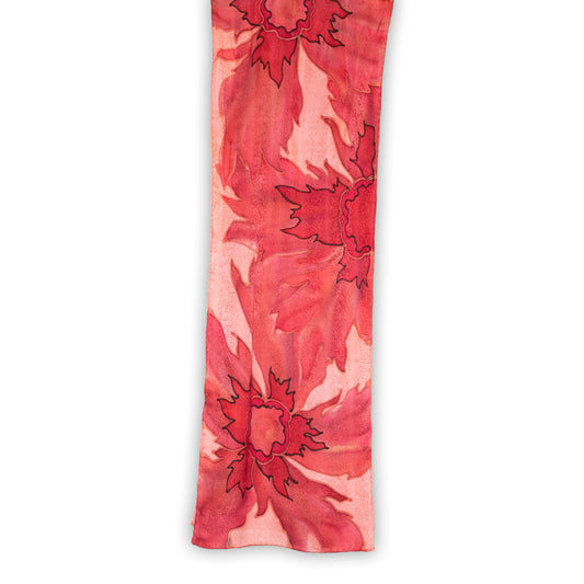Jacquard Pink & Red Floral Scarf