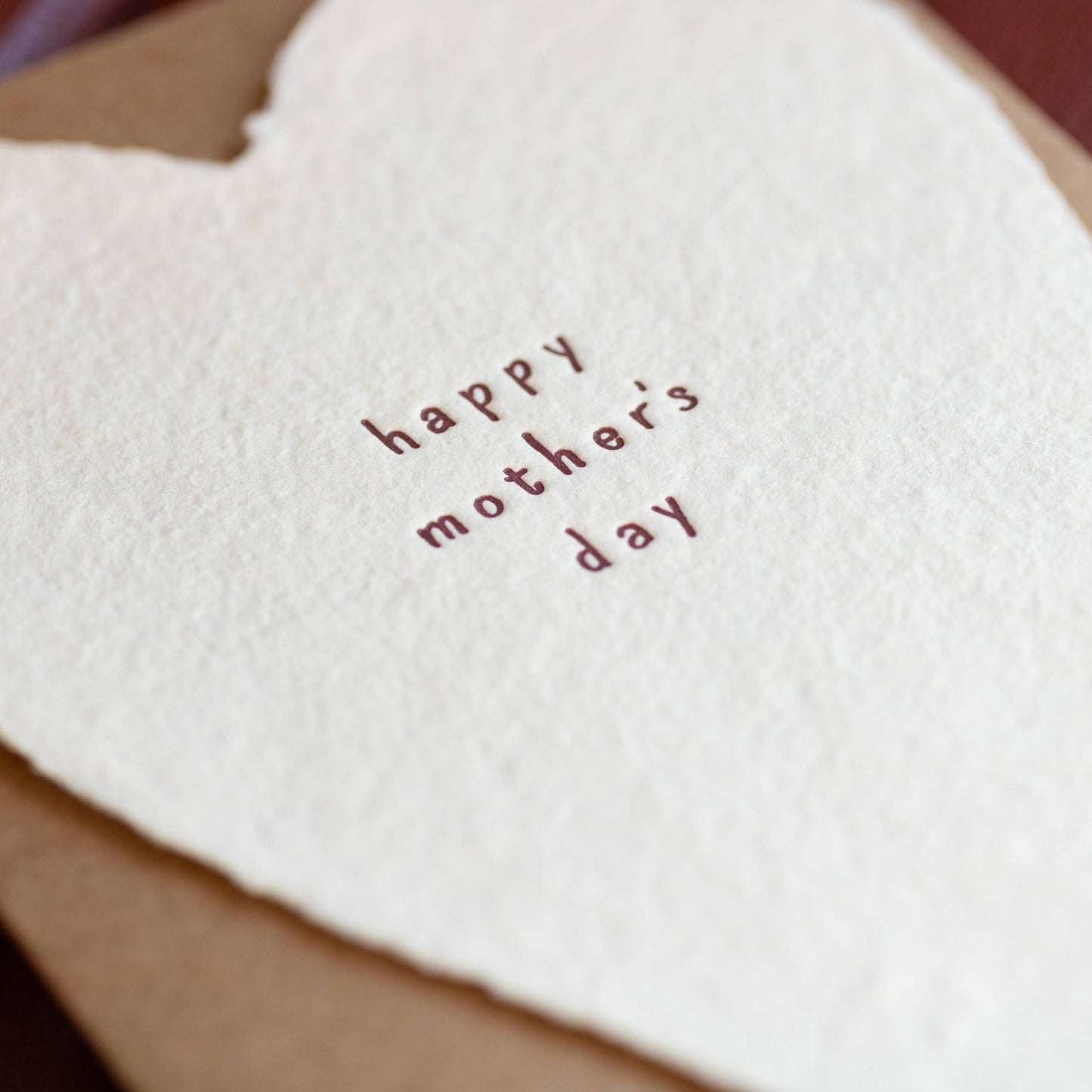 Happy Mother's Day Greeted Heart Handmade Paper Letterpress