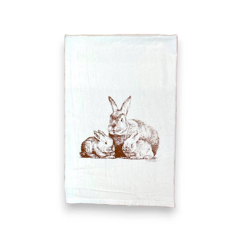 Bunny Rabbit Family Easter Tea Towel