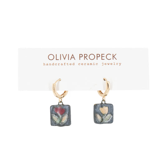 Small flower huggie hoop earrings