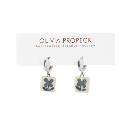 Small flower huggie hoop earrings