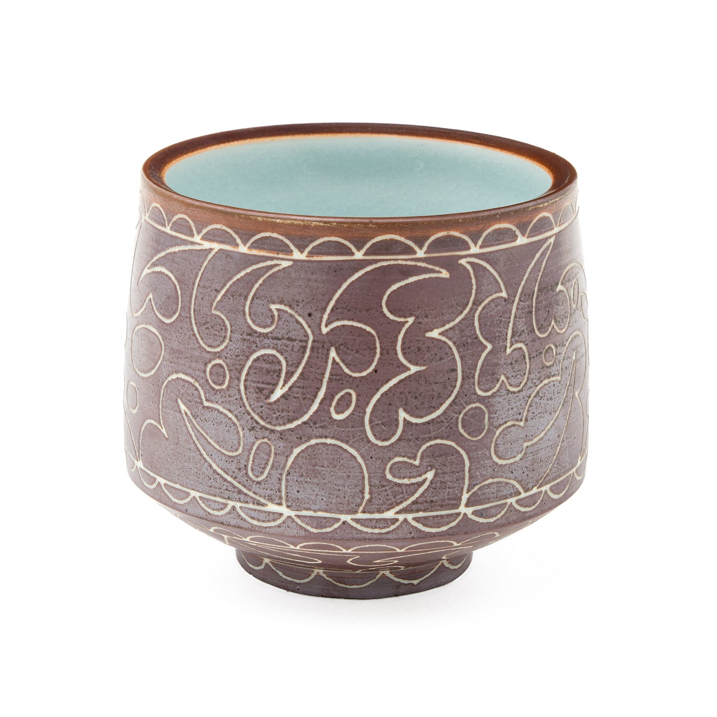 Dark Brown Sgraffito Cup
