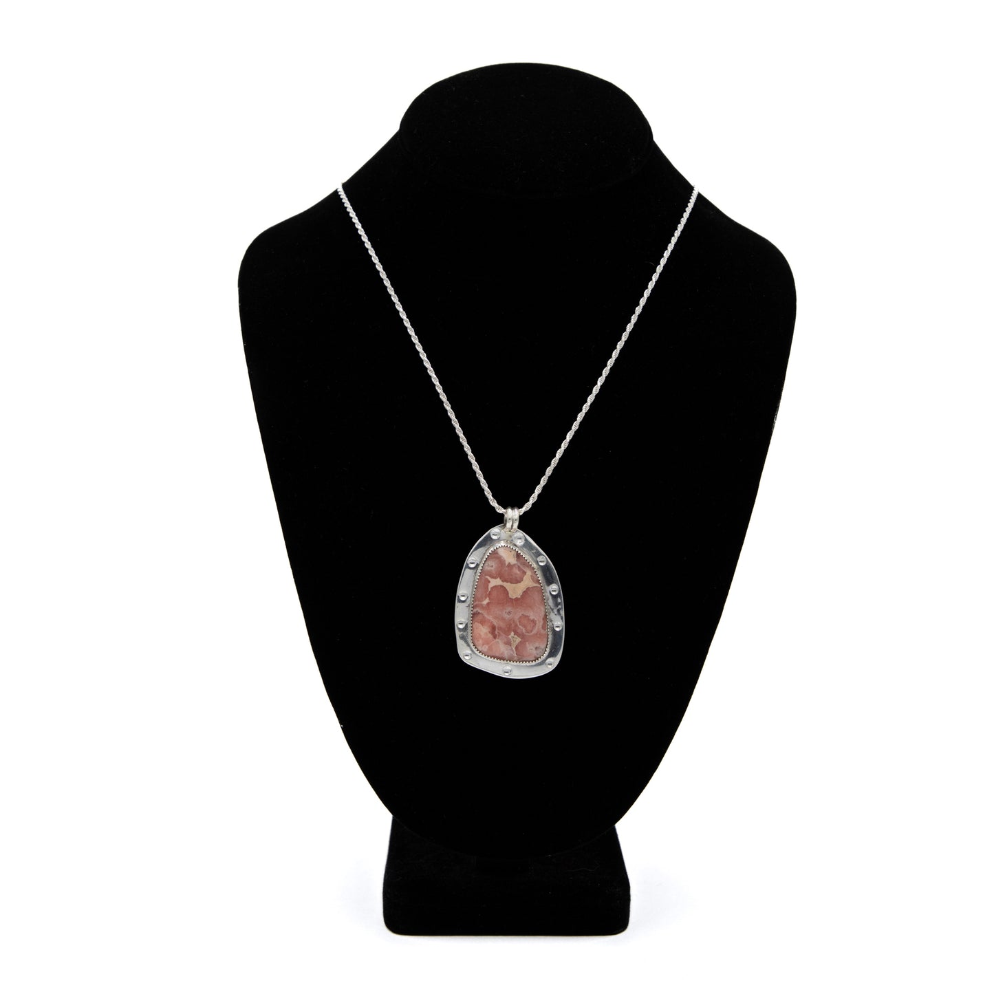 Rhodochrosite Flower Gem Pendant