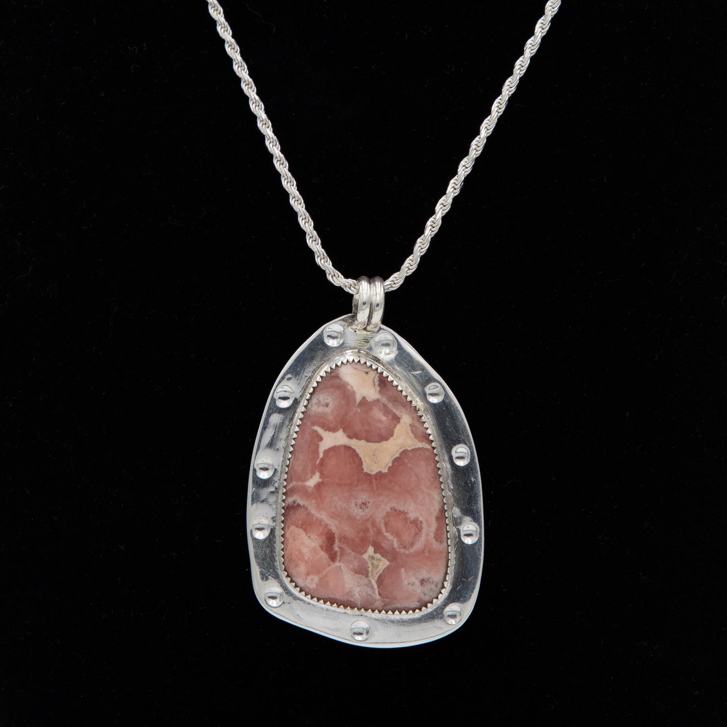 Rhodochrosite Flower Gem Pendant