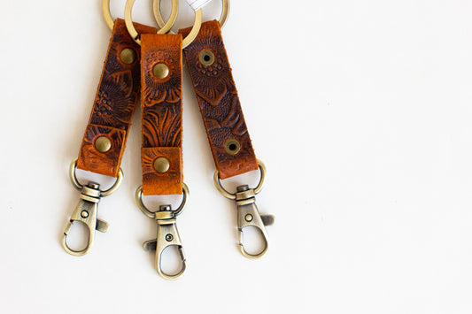 Hand-Stamped Leather Keychain