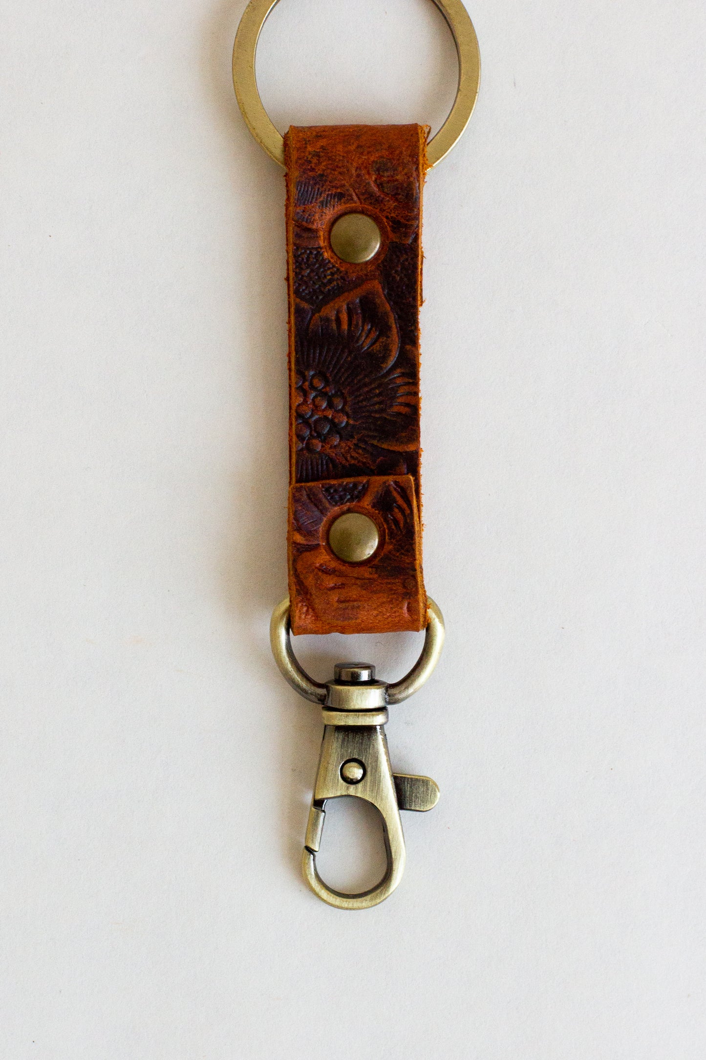 Hand-Stamped Leather Keychain