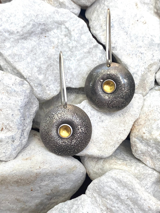 A172.1-G Round Texture Earrings