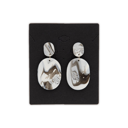 LG White & Black Oval Earrings