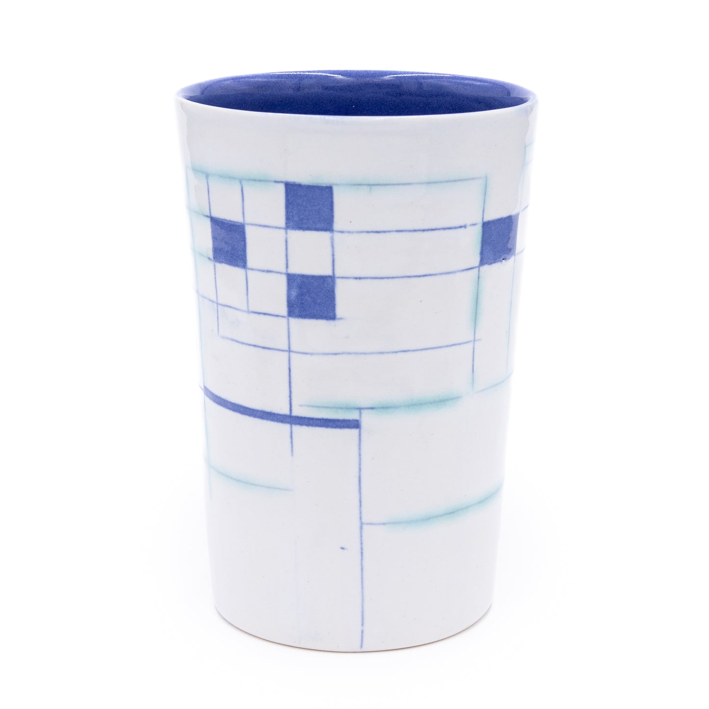 Light Tall Blue Grid Cup