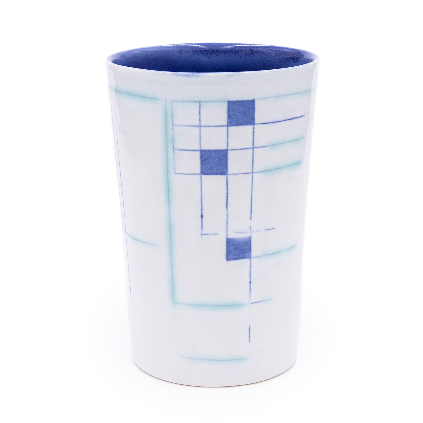 Light Tall Blue Grid Cup